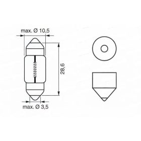 Bosch szofita izzó 12V, 10W, SV8,5-8  autóalkatrész
