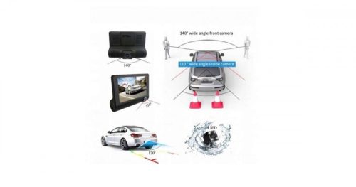  3 kamerás menetrögzítő (első, hátsó, belső) 4" F..