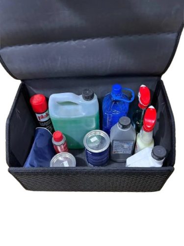 Autós tároló, rendszerező világoskék alap, szürke szegéllyel – EVADORO prémium autós kiegészítő